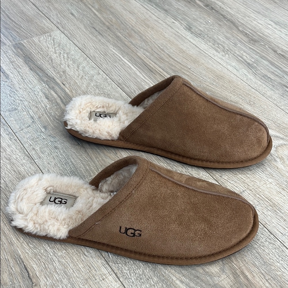 NWT UGG Brown Suede Slippers women’s size: 12